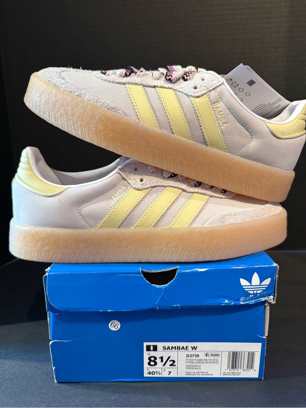 adidas Samba W Sneakers in Pale Yellow and Gum